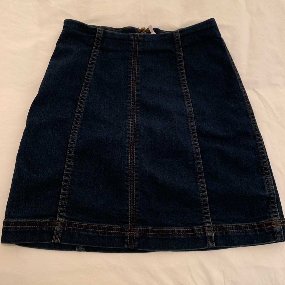 Free People Modern Femme Mini Skirt Denim